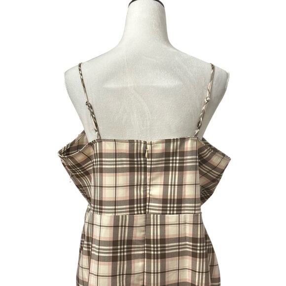 BP A-Line Dress Plaid Pattern Stretchable Above Knee Zip Closure Ivory W 1X NWOT - Picture 5 of 8